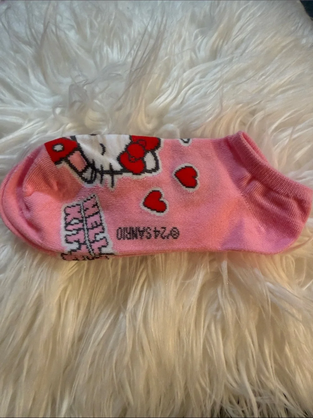 Sanrio Pink Hello Kitty Low-Cut Socks with Red Hearts